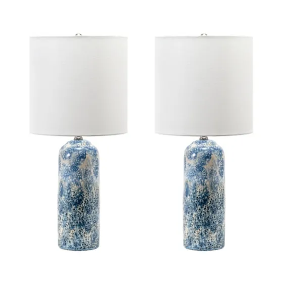 Ocean Blues Mottled Pillar Table Lamp-Kirkland's Home Store