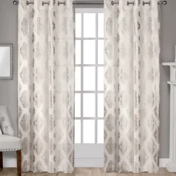Off White Metallic Curtain Panel Set, 96 In.-Kirkland's Home Flash Sale