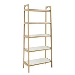Off White Wood Shelves With Natural Frame Bookcase-Kirkland's Home Discount