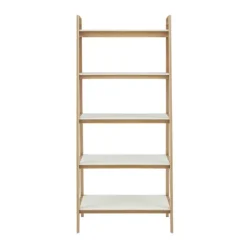 Off White Wood Shelves With Natural Frame Bookcase-Kirkland's Home Discount