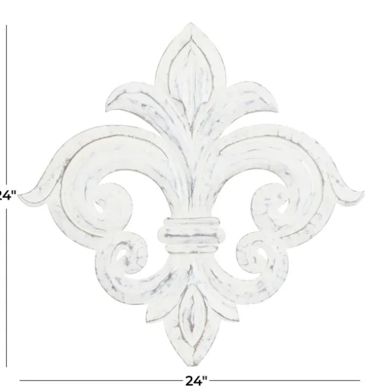 Off-White Distressed Fleur De Lis Wall Decoration-Kirkland's Home Store