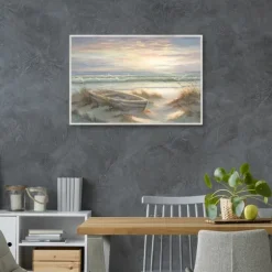 Old Rowboat On The Shore Framed Canvas Art Print-Kirkland's Home Cheap
