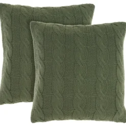 Olive Cable Knit Throw Pillows, Set Of 2-Kirkland's Home Fashion