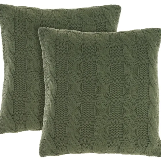Olive Cable Knit Throw Pillows, Set Of 2-Kirkland's Home Fashion