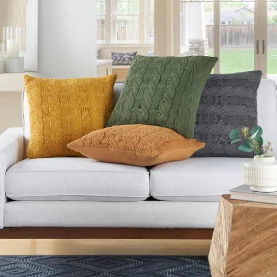 Olive Cable Knit Throw Pillows, Set Of 2-Kirkland's Home Fashion
