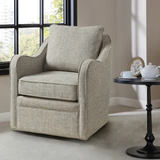 Olivia Oatmeal Swivel Accent Chair-Kirkland's Home Outlet