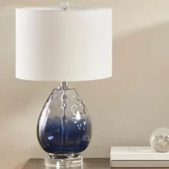Ombre Blue Glass Teardrop Table Lamp-Kirkland's Home Outlet