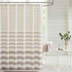 Ombre Gray Stripe Yarn Dyed Shower Curtain-Kirkland's Home New