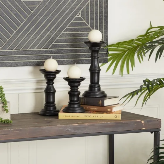 Onyx Turned Wood 3-Pc. Candle Holder Set-Kirkland's Home Fashion