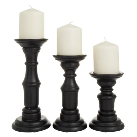 Onyx Turned Wood 3-Pc. Candle Holder Set-Kirkland's Home Fashion