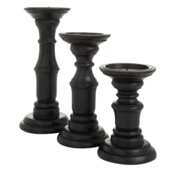 Onyx Turned Wood 3-Pc. Candle Holder Set-Kirkland's Home Fashion