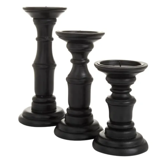 Onyx Turned Wood 3-Pc. Candle Holder Set-Kirkland's Home Fashion