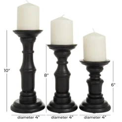 Onyx Turned Wood 3-Pc. Candle Holder Set-Kirkland's Home Fashion
