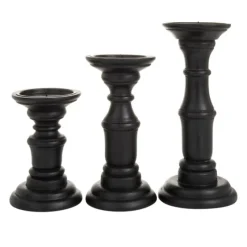 Onyx Turned Wood 3-Pc. Candle Holder Set-Kirkland's Home Fashion