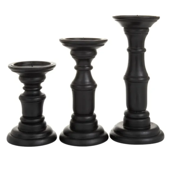Onyx Turned Wood 3-Pc. Candle Holder Set-Kirkland's Home Fashion