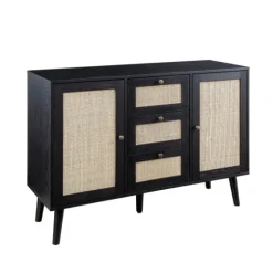 Onyx Wood And Natural Rattan Doors Sideboard-Kirkland's Home New