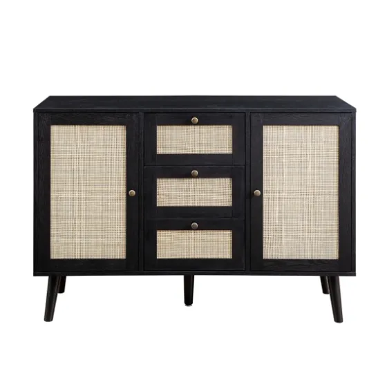 Onyx Wood And Natural Rattan Doors Sideboard-Kirkland's Home New