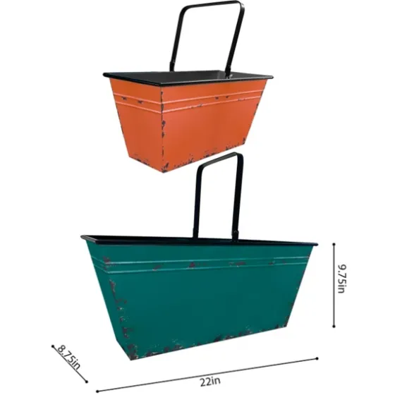 Orange And Teal Metal Bins, Set Of 2-Kirkland's Home Store