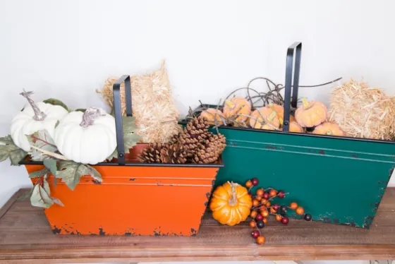 Orange And Teal Metal Bins, Set Of 2-Kirkland's Home Store