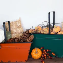 Orange And Teal Metal Bins, Set Of 2-Kirkland's Home Store