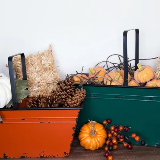Orange And Teal Metal Bins, Set Of 2-Kirkland's Home Store