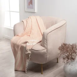 Orange And White Stripes Cotton Throw-Kirkland's Home Hot