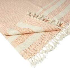 Orange And White Stripes Cotton Throw-Kirkland's Home Hot