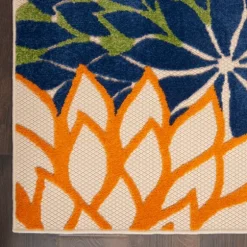 Orange Bright Floral Burst Outdoor Area Rug, 7X10-Kirkland's Home Outlet