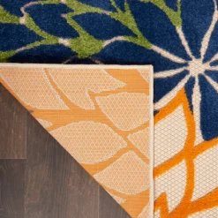 Orange Bright Floral Burst Outdoor Area Rug, 7X10-Kirkland's Home Outlet