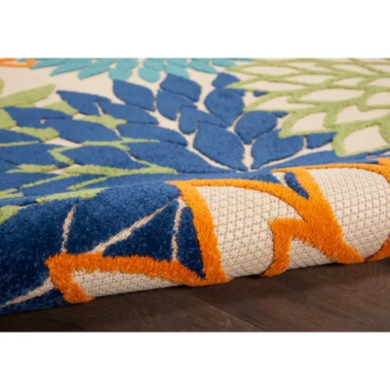 Orange Bright Floral Burst Outdoor Area Rug, 7X10-Kirkland's Home Outlet