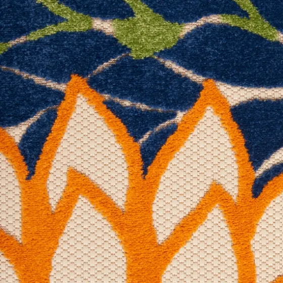 Orange Bright Floral Burst Outdoor Area Rug, 7X10-Kirkland's Home Outlet
