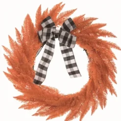 Orange Buffalo Check Bow Halloween Wreath-Kirkland's Home Best Sale