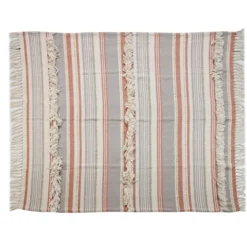 Orange Fringe Line Work Throw-Kirkland's Home Fashion
