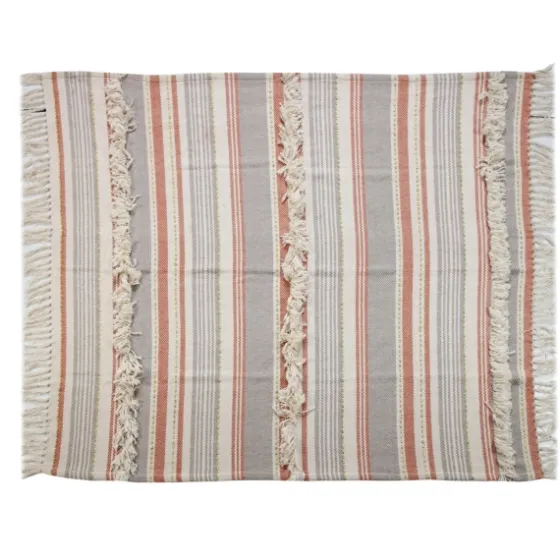 Orange Fringe Line Work Throw-Kirkland's Home Fashion