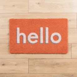 Orange Hello Coir Doormat-Kirkland's Home Store