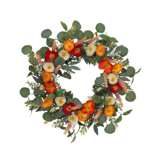 Orange Mixed Spring Floral Wreath-Kirkland's Home Store