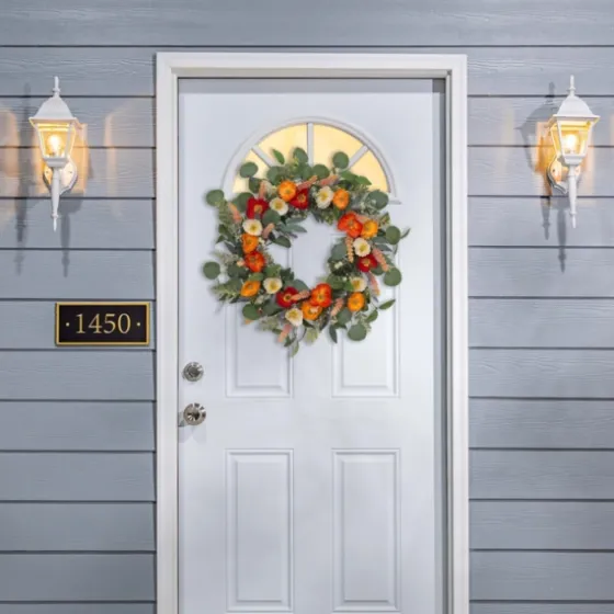 Orange Mixed Spring Floral Wreath-Kirkland's Home Store