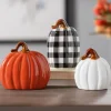 Orange, White, & Buffalo Check Pumpkins, Set Of 3-Kirkland's Home Best Sale