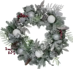 Ornaments And Frosted Cedar Berries Wreath-Kirkland's Home Sale