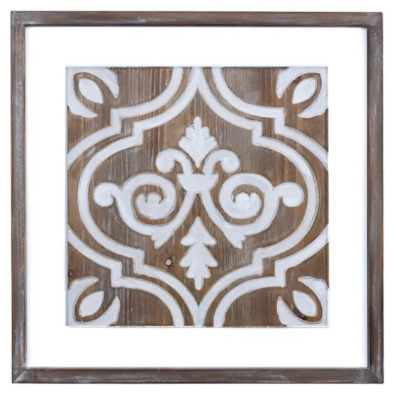 Ornate Carved Wood Tile Framed Wall Plaque-Kirkland's Home Online