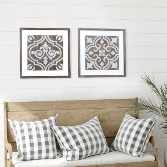 Ornate Carved Wood Tile Framed Wall Plaque-Kirkland's Home Online