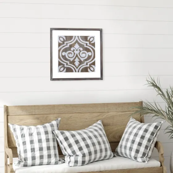 Ornate Carved Wood Tile Framed Wall Plaque-Kirkland's Home Online