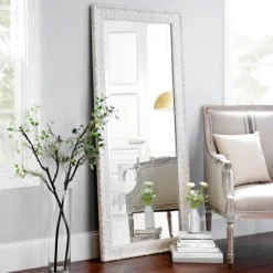 Ornate Distressed Cream Mirror, 30.75X64.75 In.-Kirkland's Home Discount