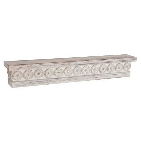 Ornate Farmhouse Wooden Wall Shelf, 36 In.-Kirkland's Home Clearance