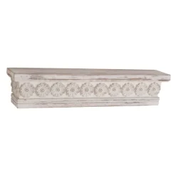 Ornate Farmhouse Wooden Wall Shelf, 28 In.-Kirkland's Home Online