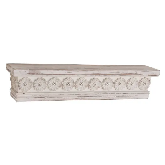 Ornate Farmhouse Wooden Wall Shelf, 28 In.-Kirkland's Home Online