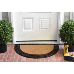 Ornate Scroll Coir And Rubber Half Circle Doormat-Kirkland's Home Best Sale