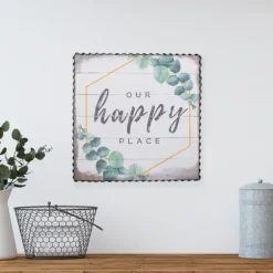 Our Happy Place Metal Frame Canvas Wall Plaque-Kirkland's Home Best Sale