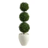 Outdoor Ball Boxwood Topiary In White Planter-Kirkland's Home New