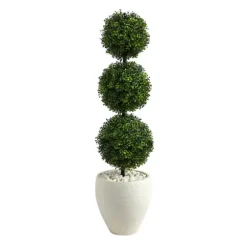 Outdoor Ball Boxwood Topiary In White Planter-Kirkland's Home New
